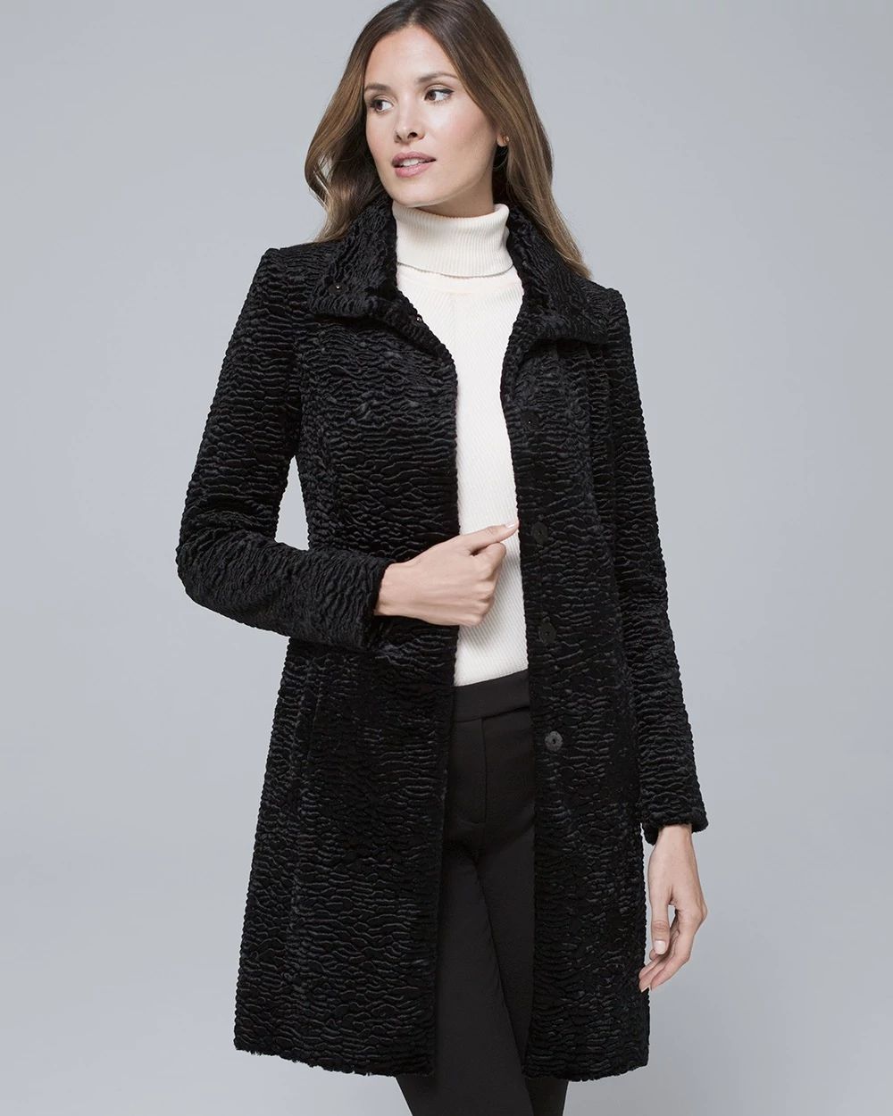 White house black market persian coat top